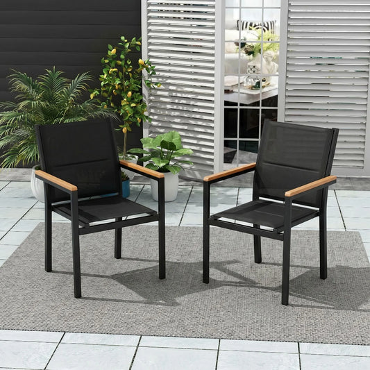 Set Of Two Aluminum Stackable Garden Chairs For Patio