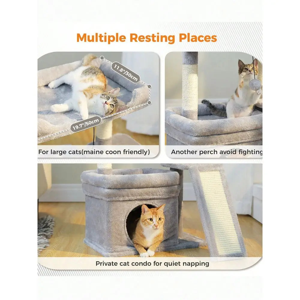 XMSJ Cat Tree Indoor Tower With Sisal Posts And Condo