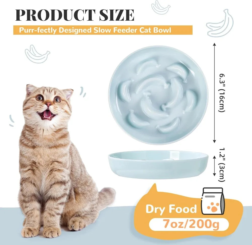 Melamine Slow Feeder Cat Bowls 3 Pack Whisker Maze Plates