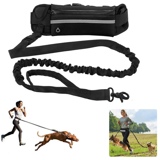NONECN Hands Free Dog Leash With Reflective Tape And Retractable Waist Belt