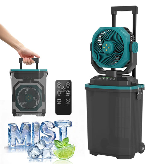 HiMiss Portable Rechargeable Misting Bucket Fan With Remote Control