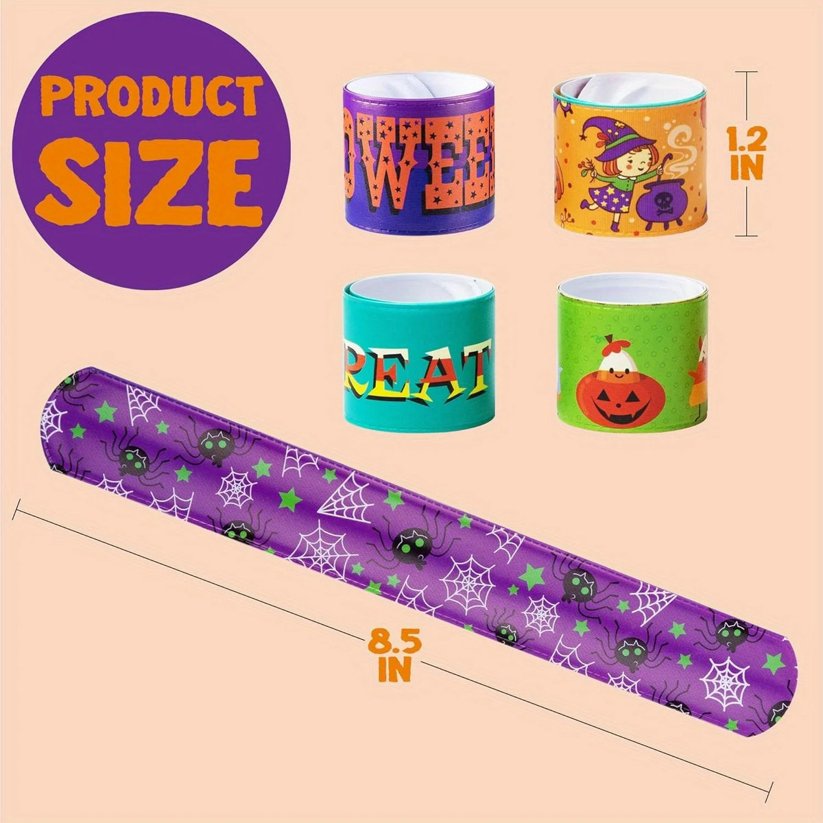 Halloween Slap Bracelets Bulk Party Favors for Kids