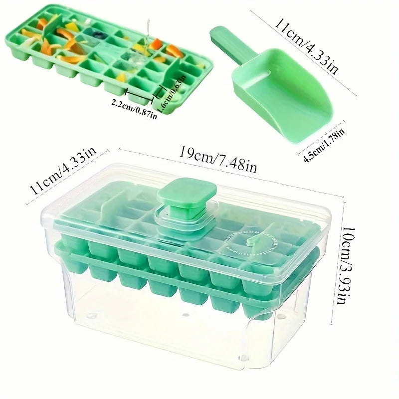 Ice Cube Tray With Lid And Storage Bin Easy Release