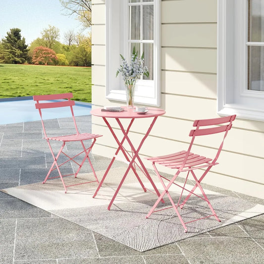 XIUWO Folding Bistro Table And Chairs Outdoor Patio Set