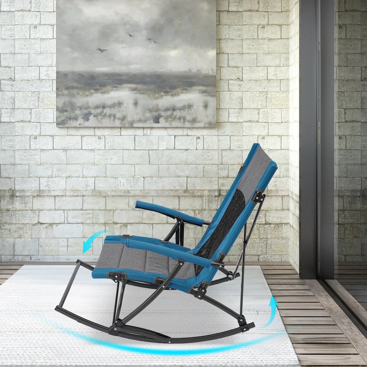 Bymaocar Folding Rocking Camping Chair With Storage Bag Load 150kg