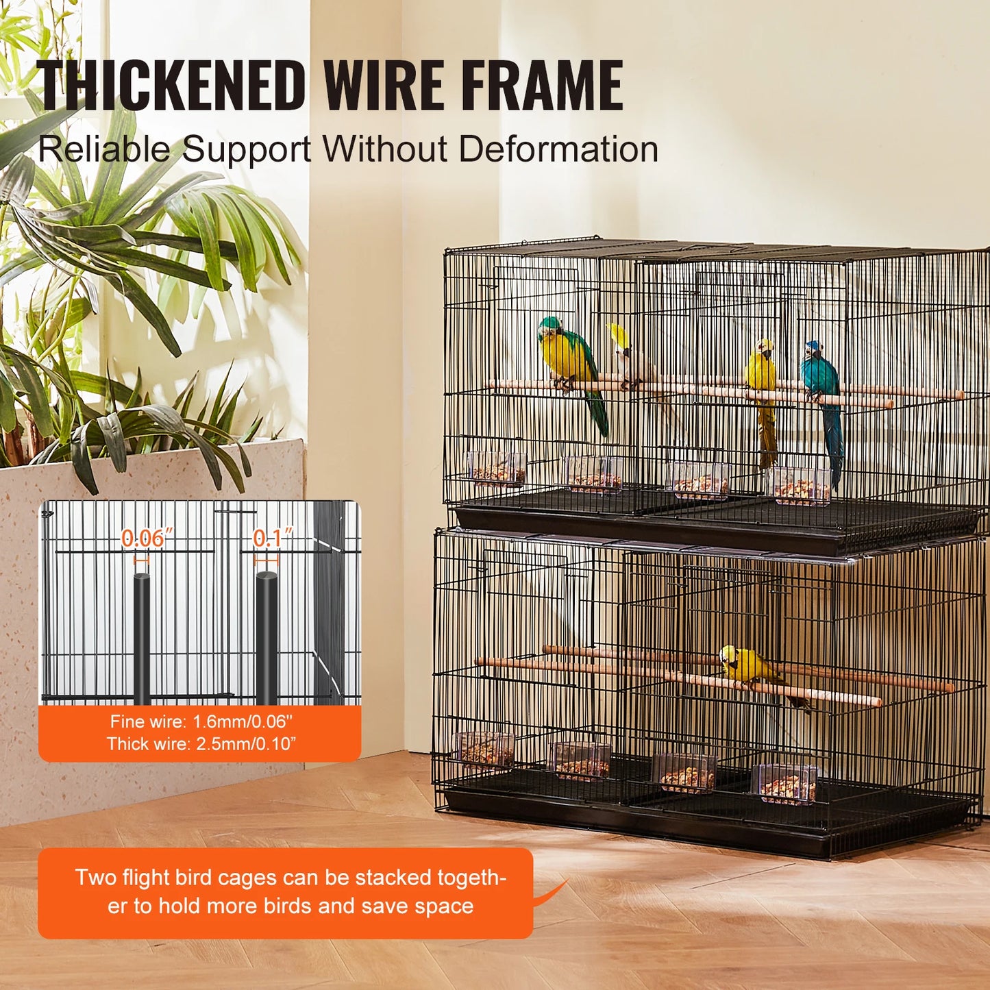 SucceBuy Flight Bird Cage Divider Stackable Travel Cage Handle