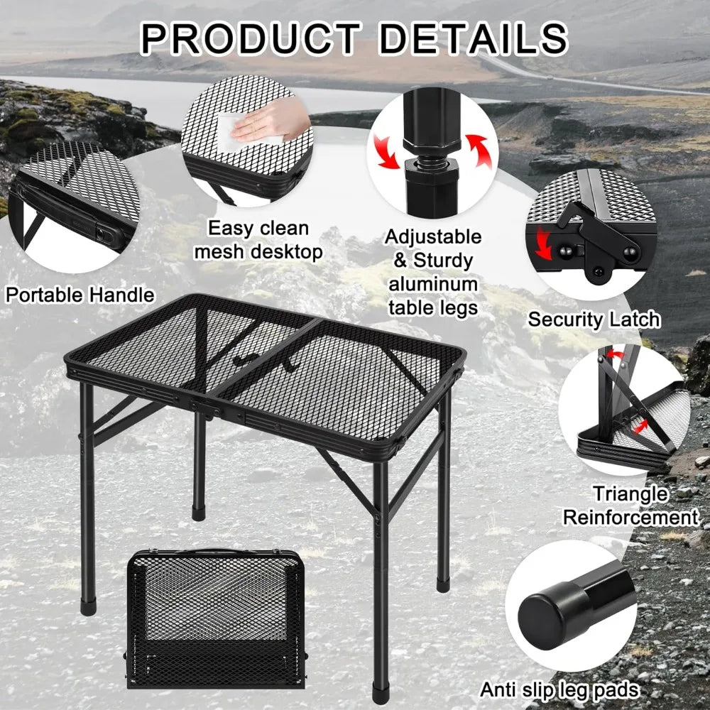 XIUWO Portable Folding Camping Table Height Adjustable Outdoor Cooking Picnic