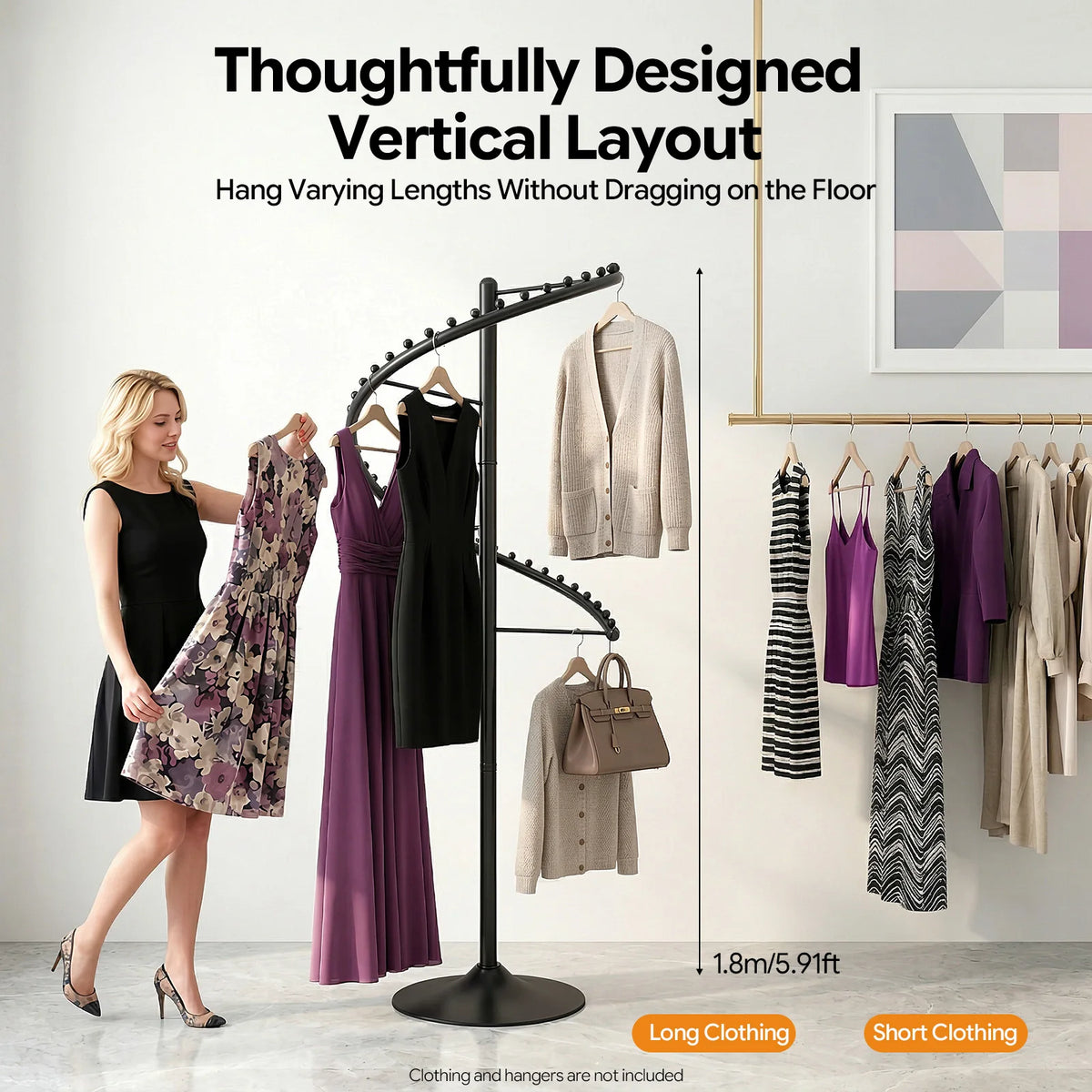 Rotating Spiral Clothing Rack 360 Degree Heavy Duty Garment Display