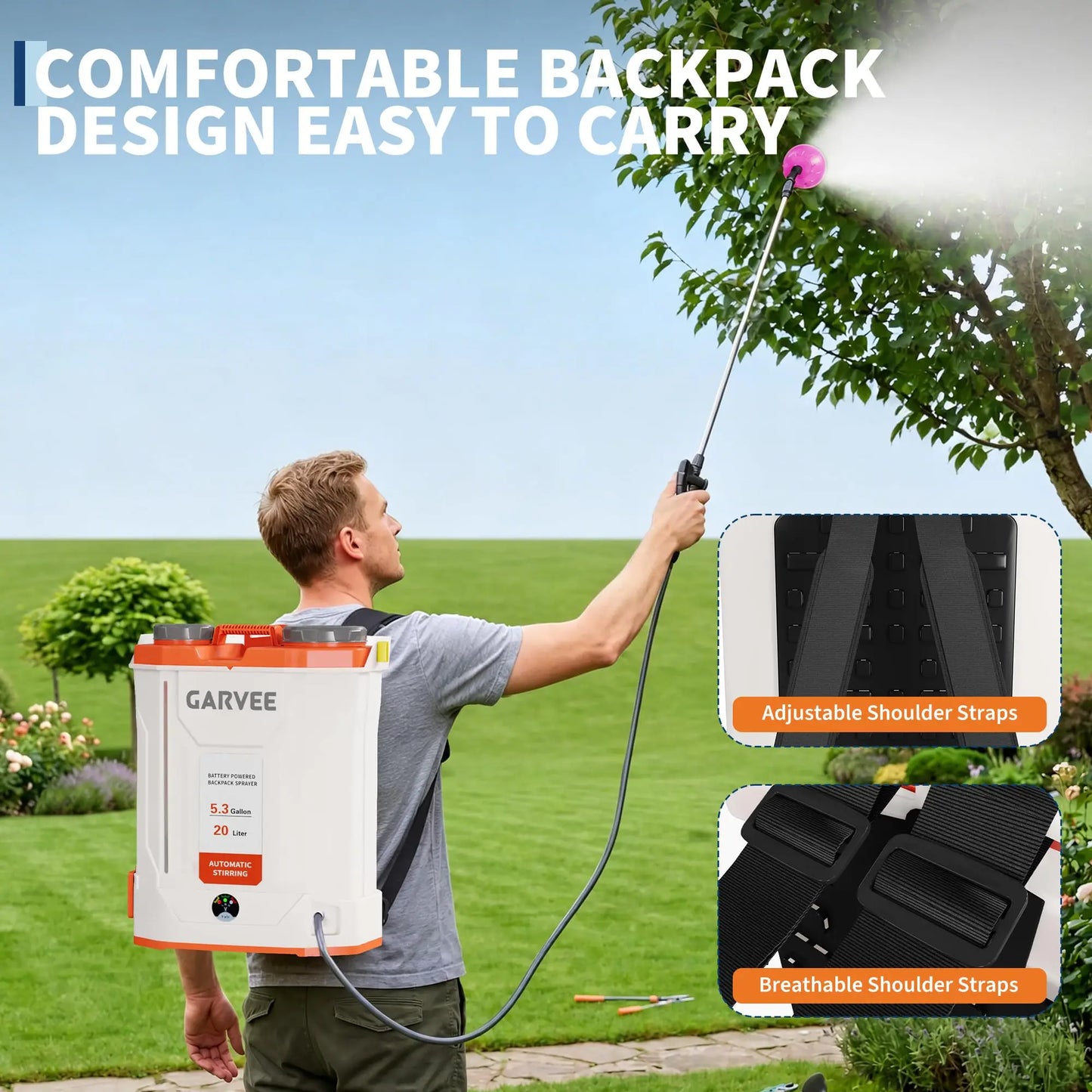 HiMISS Electric Backpack Sprayer With 90 PSI And Five Nozzles