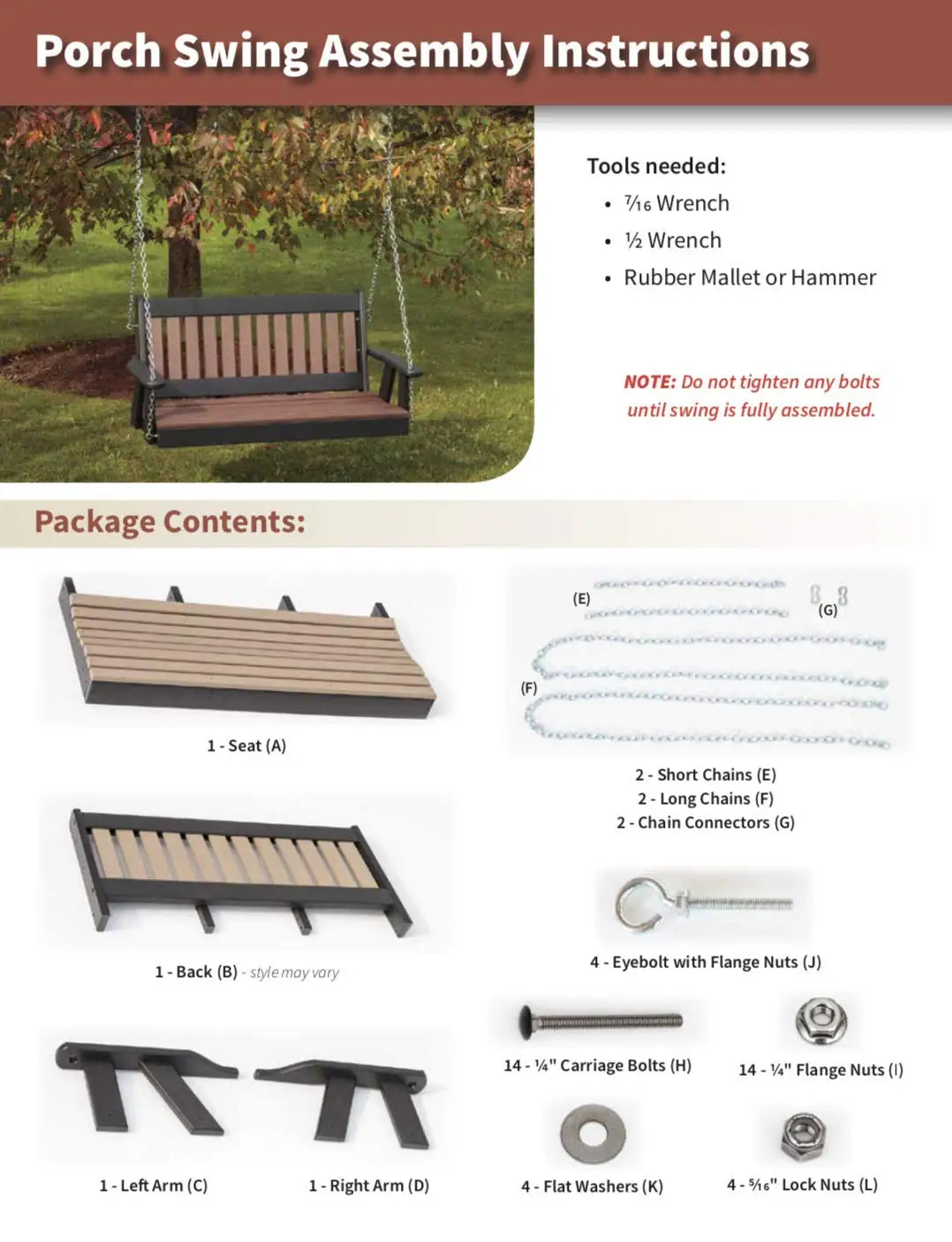 4FT HDPE Porch Swing 1000lb Rollback Design Patio Backyard Garden Park Customized