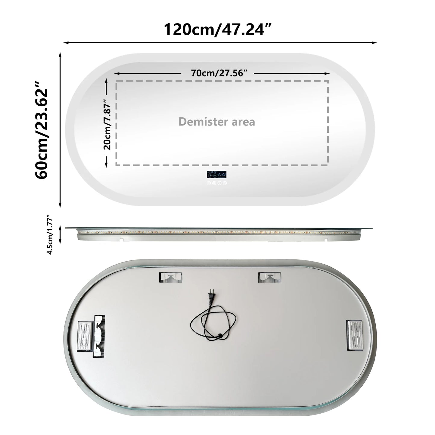 Wisfor Oval Led Bathroom Mirror With Bluetooth And Antifog