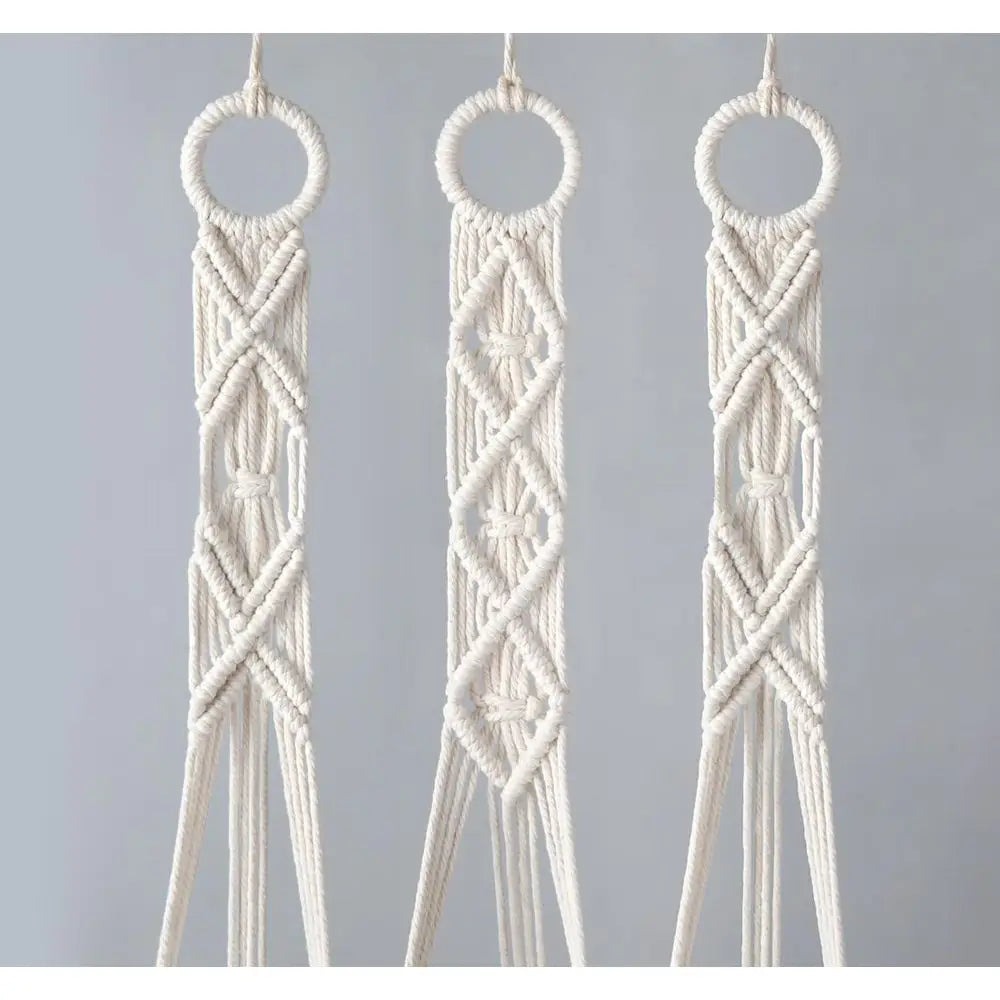 3 Pack 39 Inch Plant Hangers Indoor Wall Hanging Planter Basket Lower Pot Holder Boho Home Decor, Ivory