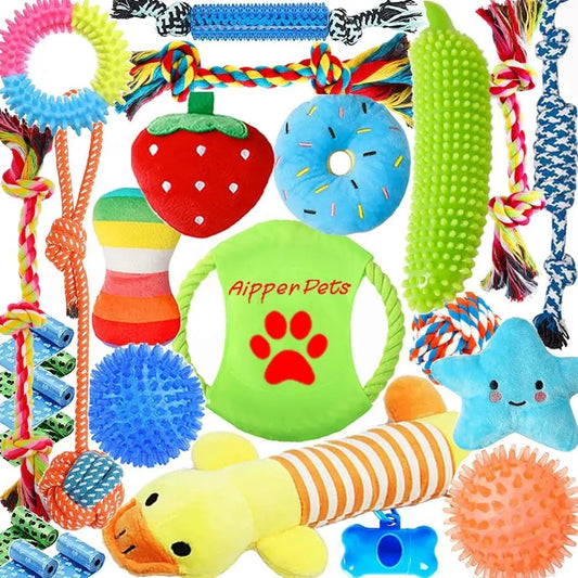 25 Pack Puppy Dog Toys For Small Dogs Squeaky Plush