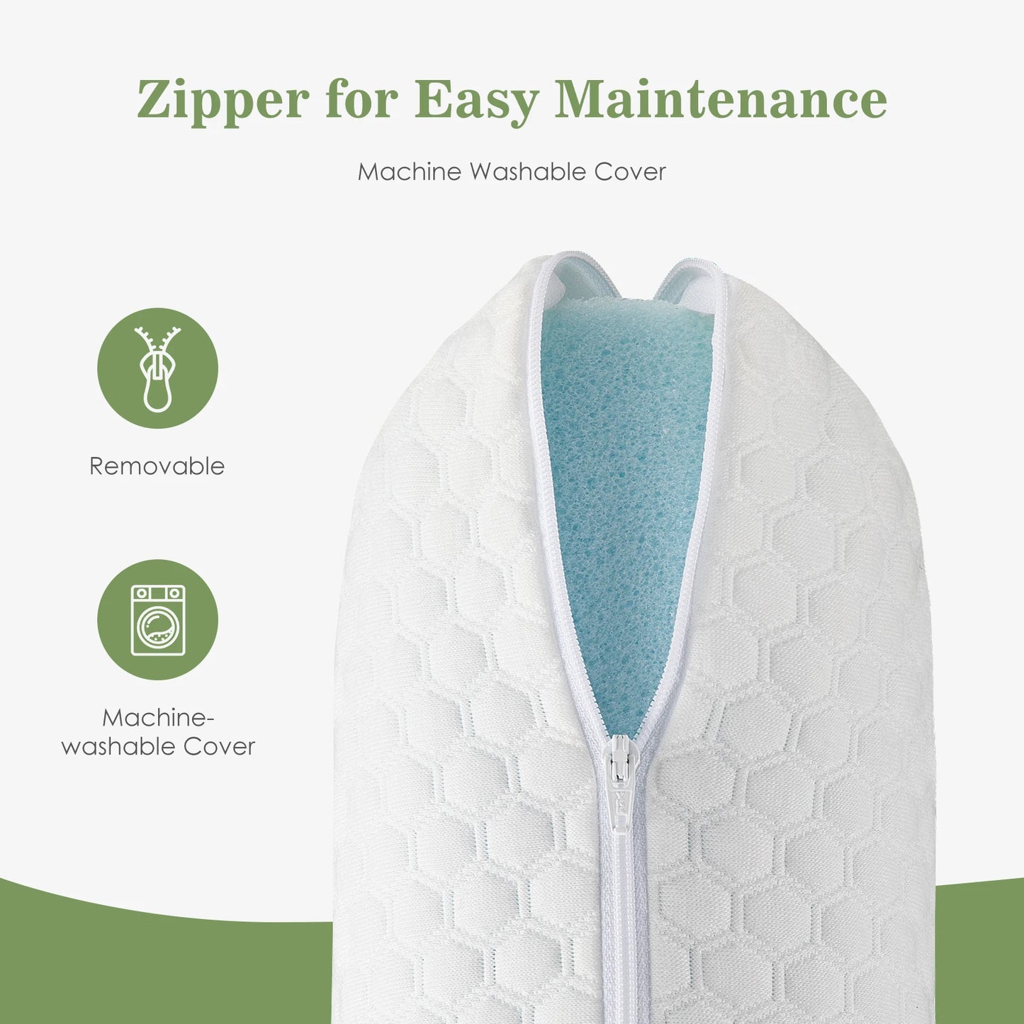 JHK 2-pieces Memory Foam Pillows Standard Size Neck Pillow Ventilated Cooling Bed Pillow with Removable Washable Cover Comfort