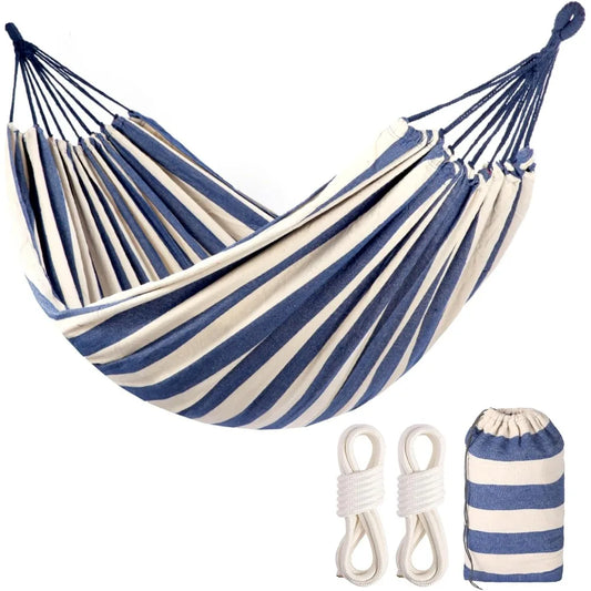Heavy Duty Garden Hammock Holds 616lbs Tree Straps Travel Bag for Patio Backyard Camping Indoor Outdoor Blue