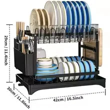 DIAMRI 2 Tier Rotating Dish Drying Rack 360 Degree Swivel