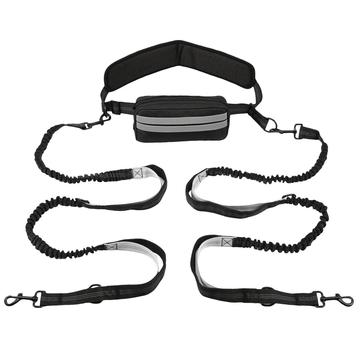 NONECN Hands Free Dog Leash With Reflective Tape And Retractable Waist Belt