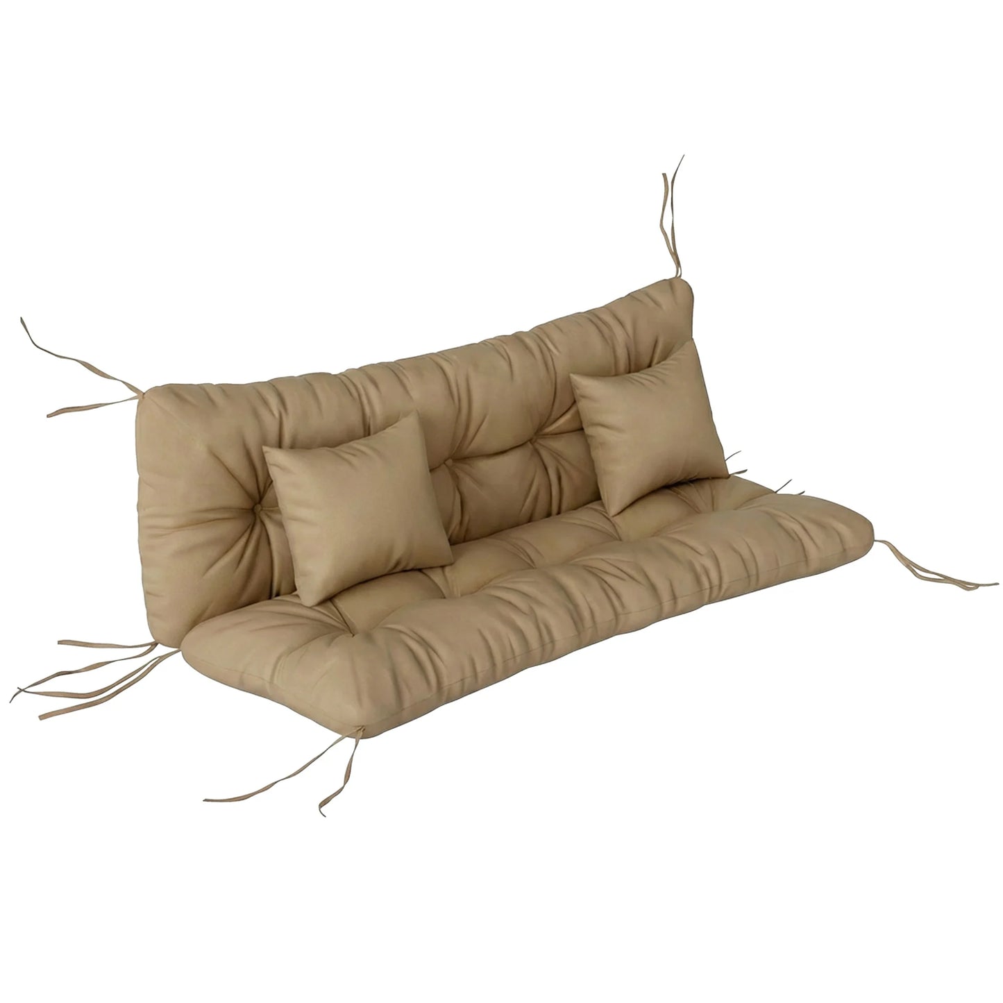 4-Piece Back and Seat Cushion Pillows Replacement and Pillows, Patio Chair Cushions Set with Ties, khaki