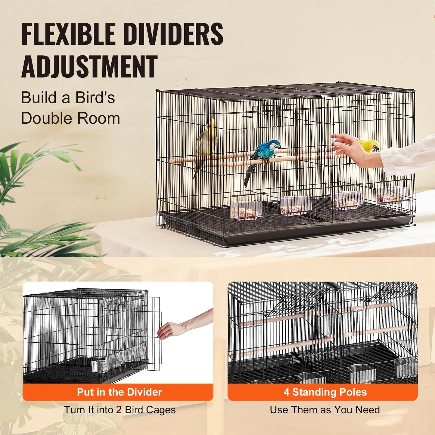SucceBuy Flight Bird Cage Divider Stackable Travel Cage Handle
