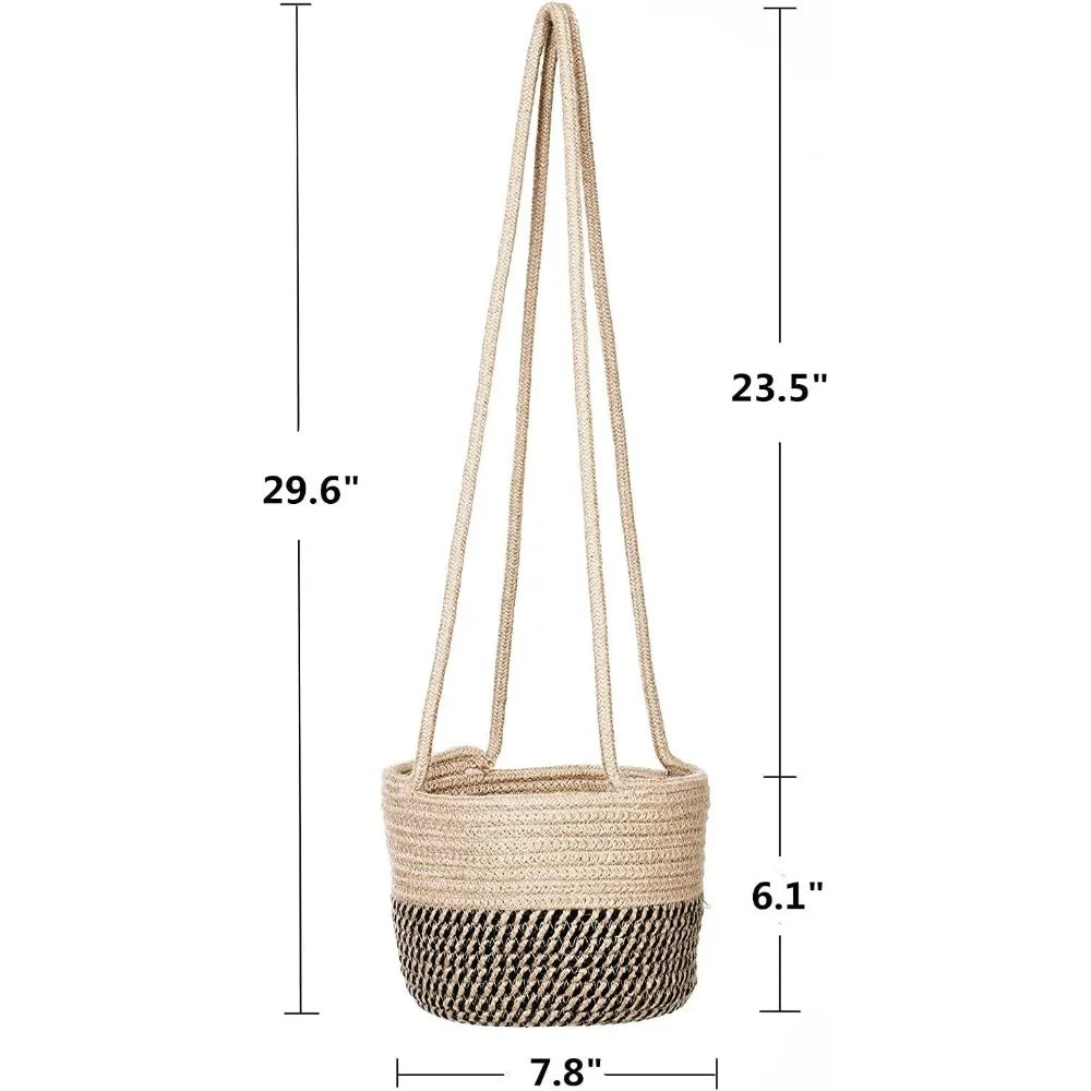 Jute Rope Hanging Planter Basket for Indoor Plants, Fits 5-7" Pots, Boho Home Decor