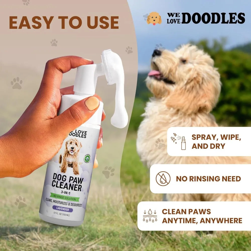 No Rinse Dog Paw Cleaner With Silicone Bristle Brush 3 In 1 Lavender