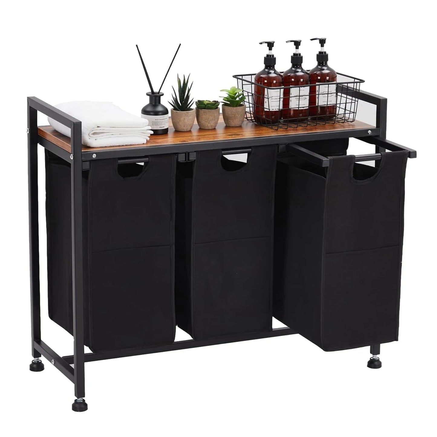 Studyset Dual Section Laundry Hamper With Removable Bag Top Shelf