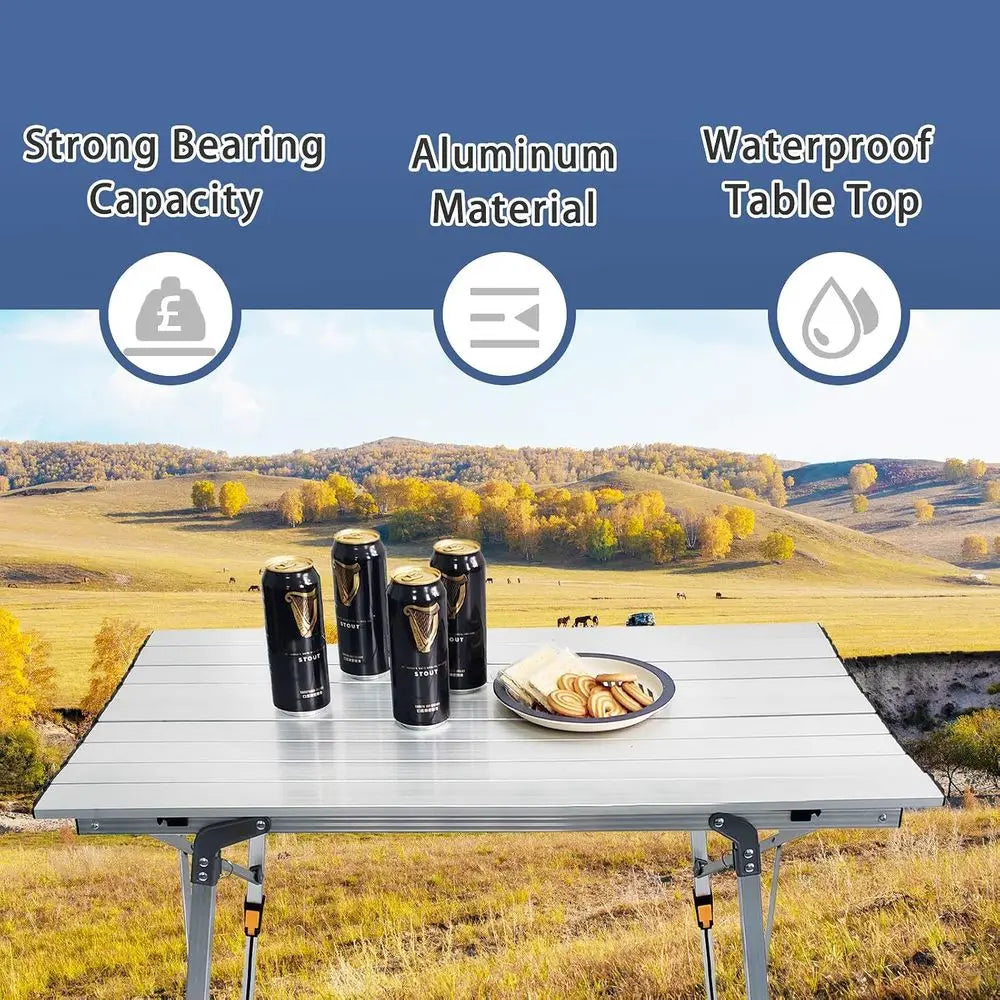 Adjustable Camping Table, Portable Outdoor Camping Table, Lightweight Portable Surface for Camping, Picnic, Beach Trips & BBQ (S