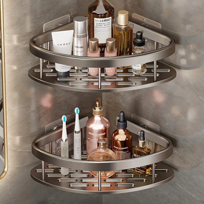 Stainless Steel Shower Caddy Rack Duo Wall Mounted Bathroom Organizer