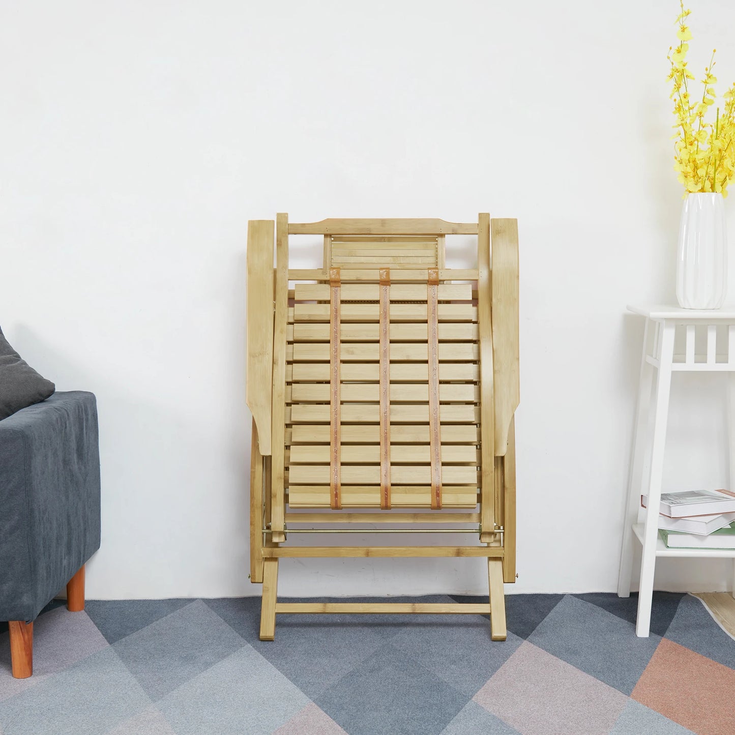 Folding Bamboo Rocking Chair Bamboo for Living Room, Bedroom, Backyard,Indoor Outdoor Furniture Adjustable Sun Lounger Chairs