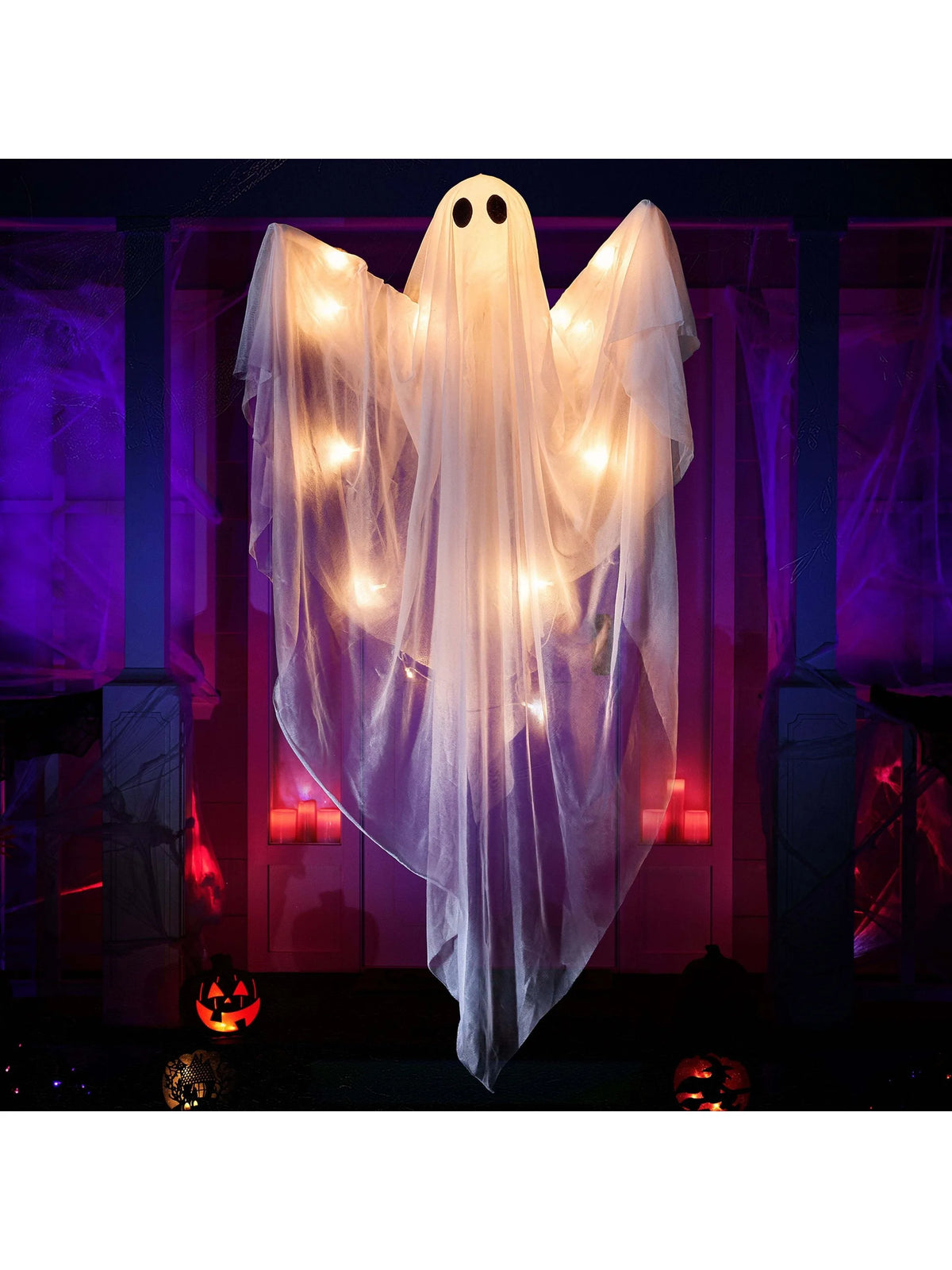 Halloween Hanging Ghost Decoration With Spooky LED Lights For Outdoor Yards