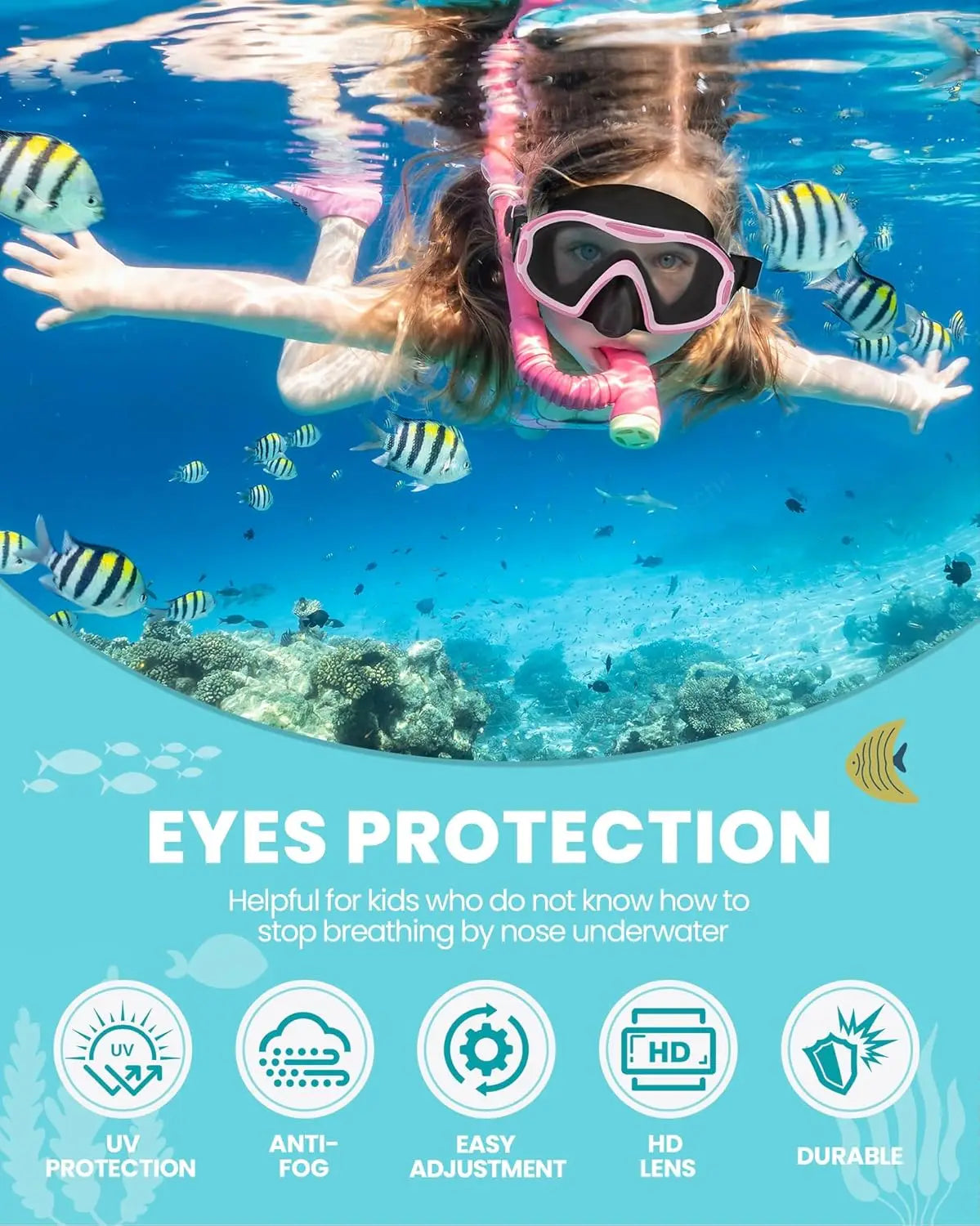 OutdoorMaster Stingray Kids Swim Goggles Nose Cover Anti Fog
