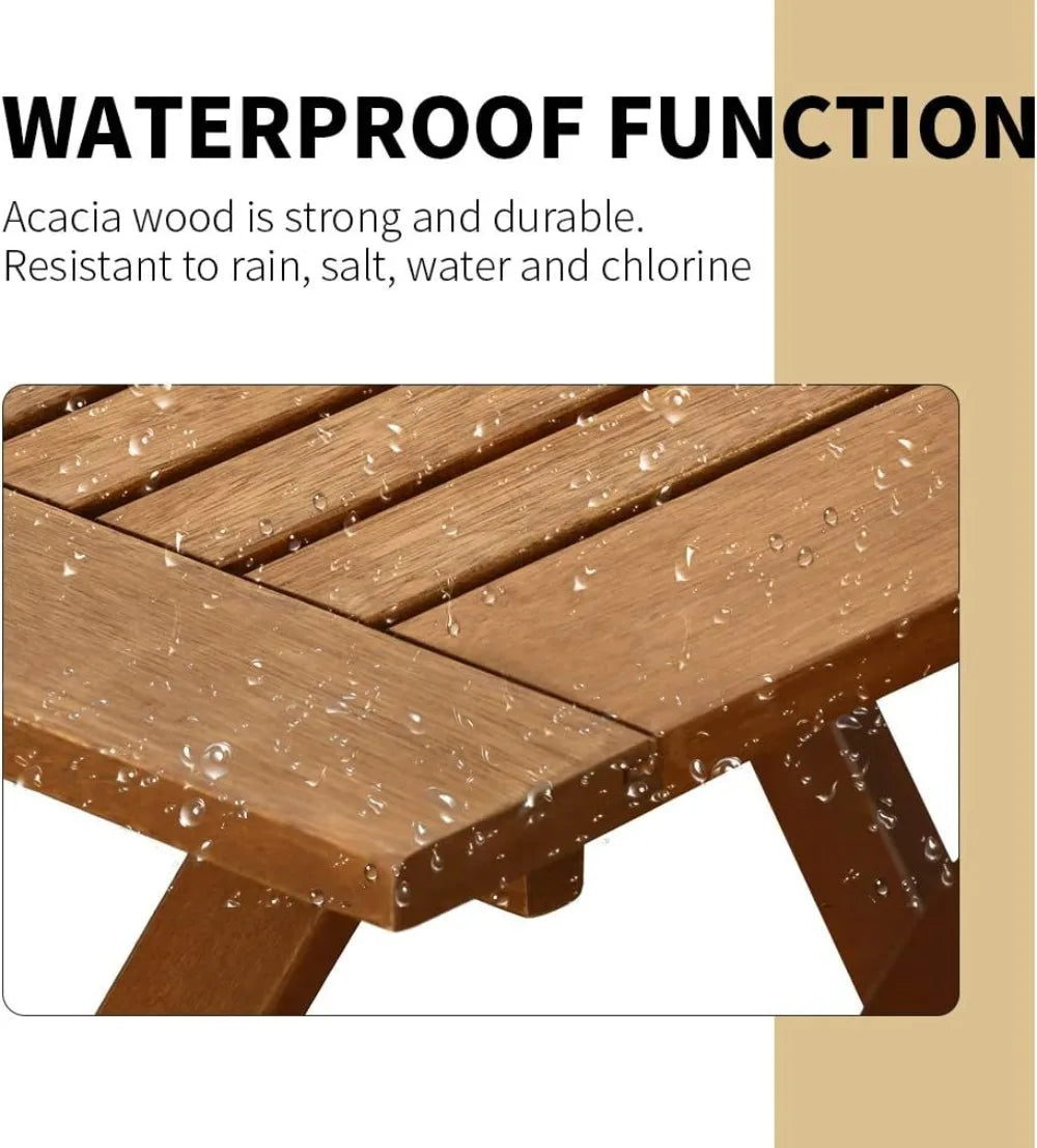 Acacia Wood Folding Patio Bistro Set With Chairs And Table