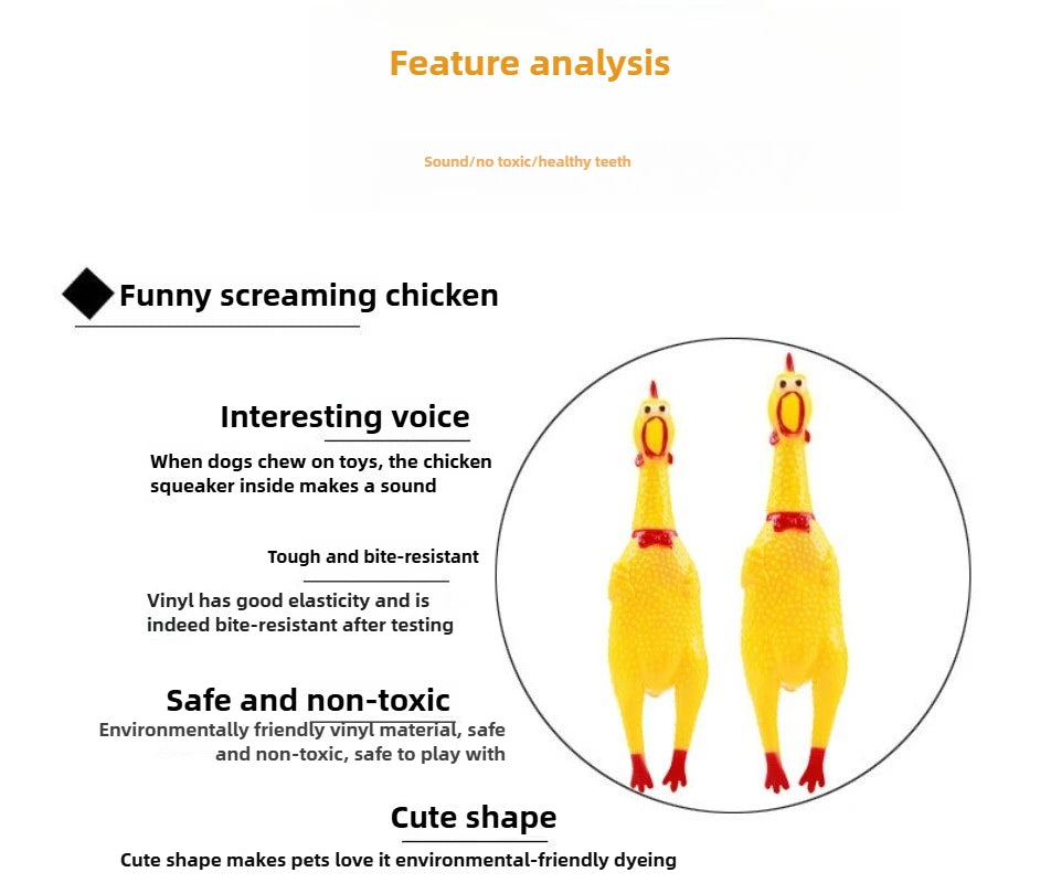 DKSTINYE Squeaky Chicken Dog Toy Squeaker Rubber Chew Toy