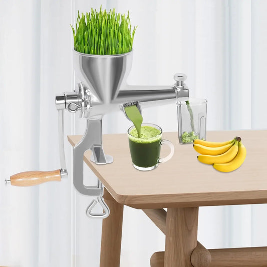 Manual Wheatgrass Juicer, Stainless Steel Juicer Juice Extractor Tool for Fruits Apples Grapes Vegetable Celery Kale Spinach