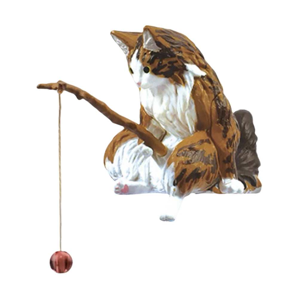 Sikiwind Cute Fishing Cat Figurine Sitting Cat Aquarium Ornament