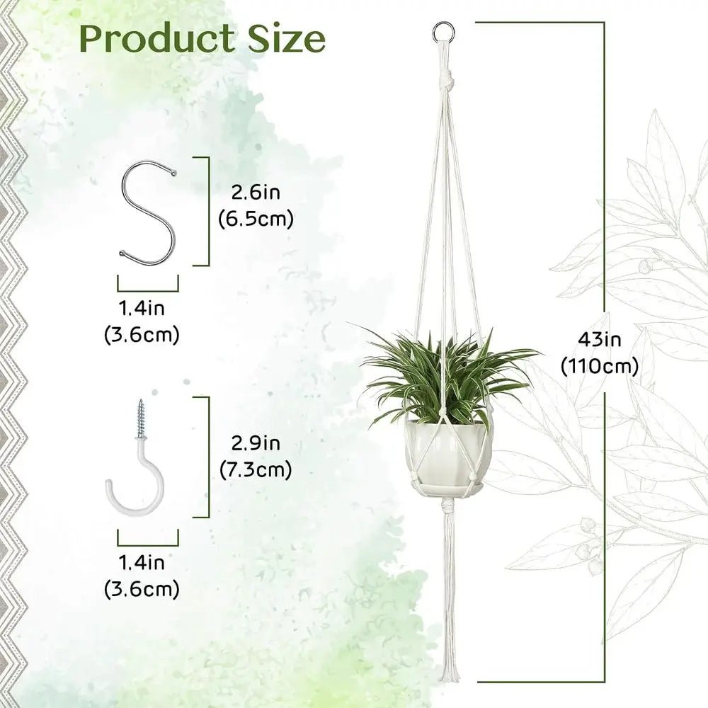 6 Pack Hanging Planters, 43, Ivory | Indoor Outdoor, Includes 6 S Hooks and 6 Hook Nails, Hanging Plant Holder, Boho Home Decor
