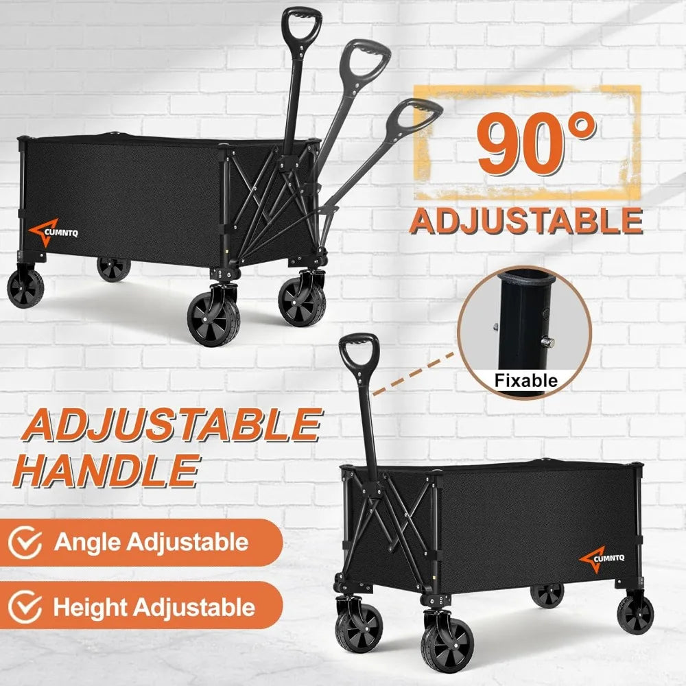 Foldable Utility Wagon 350lbs Collapsible All Terrain Wheels Shopping Camping Garden Beach