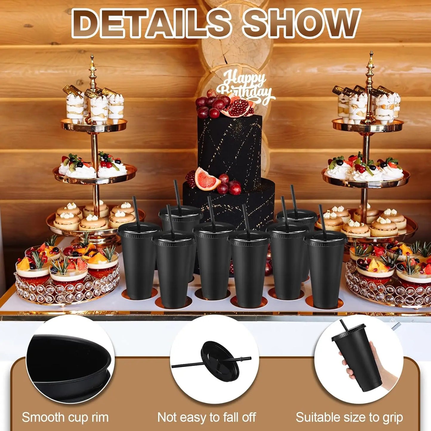 30-Pack Reusable Plastic Tumblers With Straw And Lid For Parties