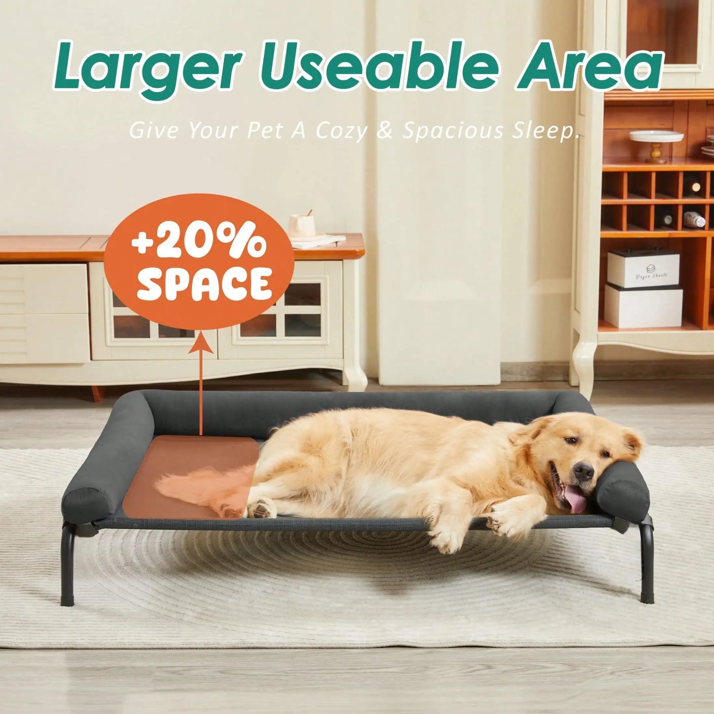 Elevated Cooling Pet Bed for Large Dogs Portable Indoor Cot