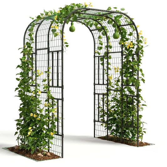 DishyKooker Heavy Duty Steel Garden Arch Trellis Plant Arbor