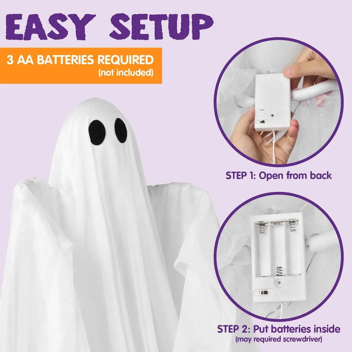 Halloween Hanging Ghost Decoration With Spooky LED Lights For Outdoor Yards
