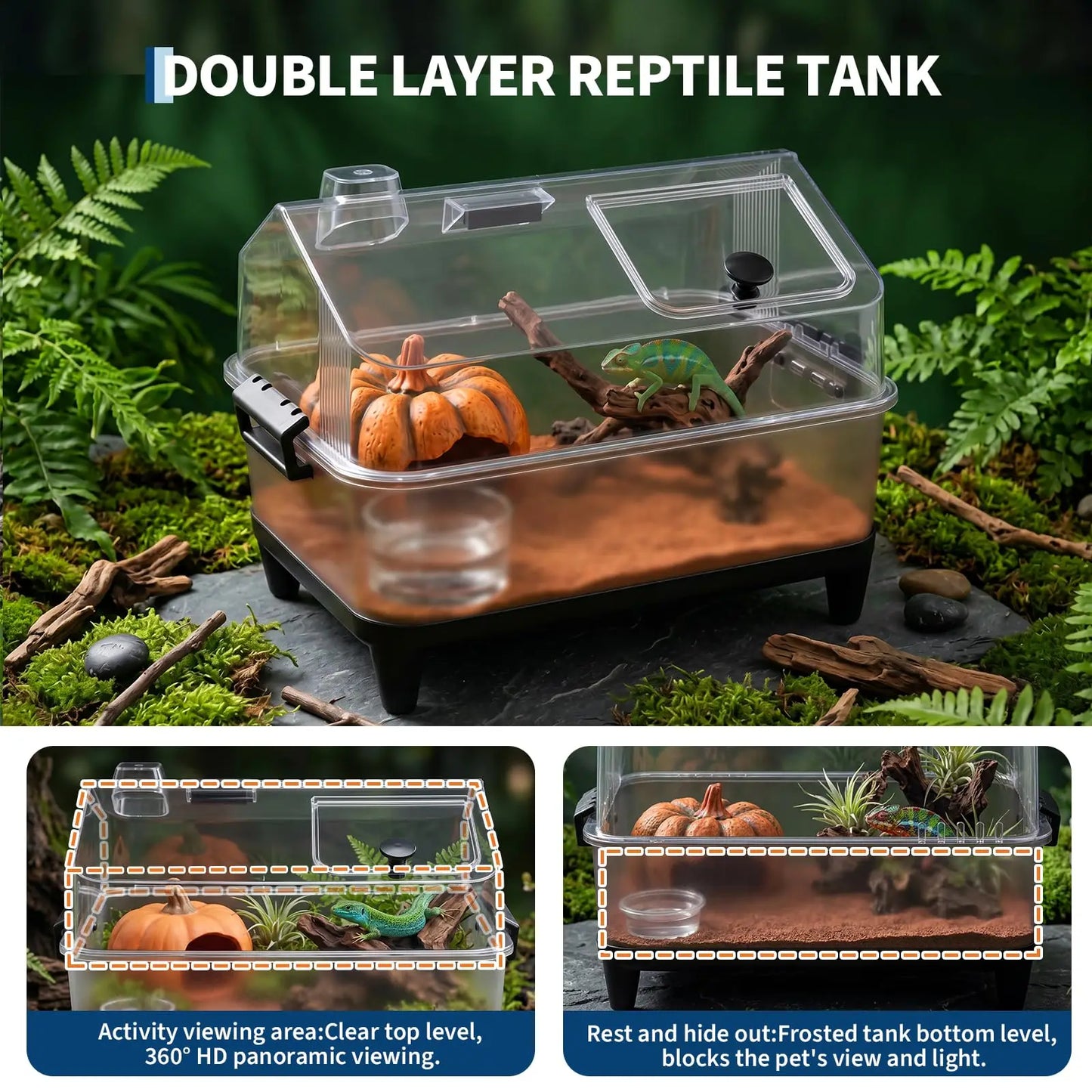 HiMISS Reptile Terrarium Kit With Acrylic Tank Heating Pad Hygrometer