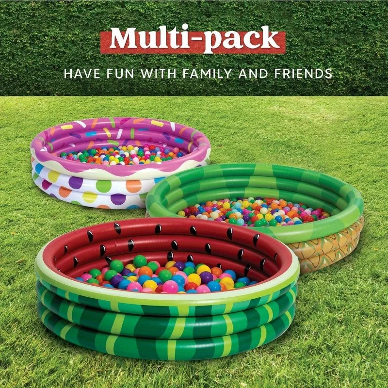 Joyfy 3 Pack Inflatable Kiddie Pools Watermelon Pineapple Cupcake Designs