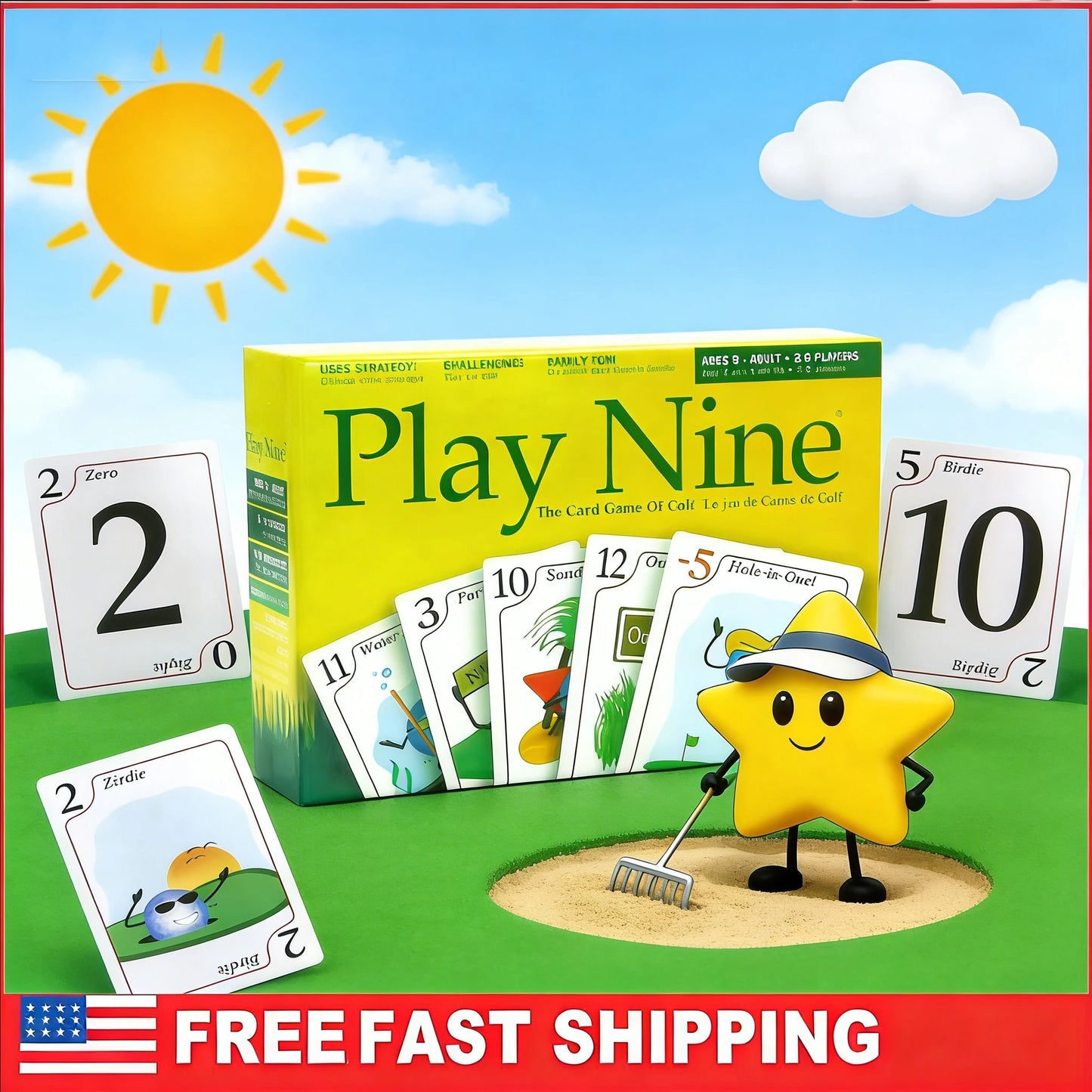 Play Nine The Card Game of Golf, Ages 8 and Up, Couples Date Night Gift, Game Night Favorite, 15 Min Gameplay, Family Friendly Card Game for Kids, Teens & Adults, Great Golf Gift