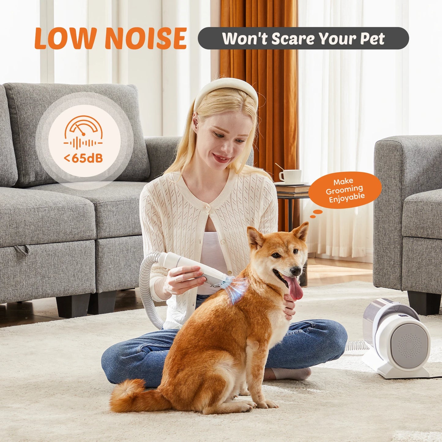 Pet Grooming Vacuum Kit With Cordless Clipper And Tools