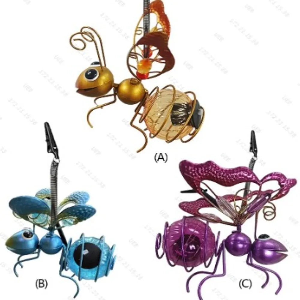 Shunmaii Solar Powered Bug Fairy Lights Hanging Insect Lamp Ornament