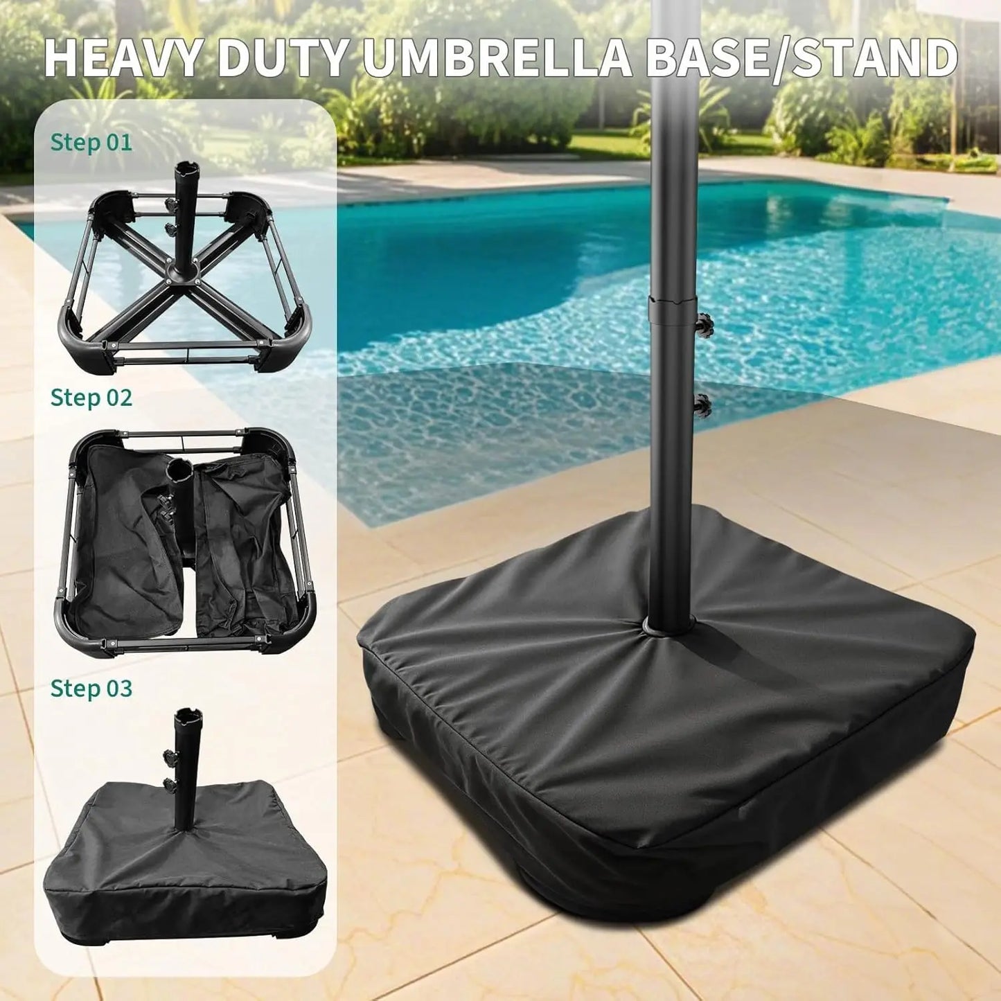 Twister Patio Umbrella Double-Sided Rectangle Market With Cross Base
