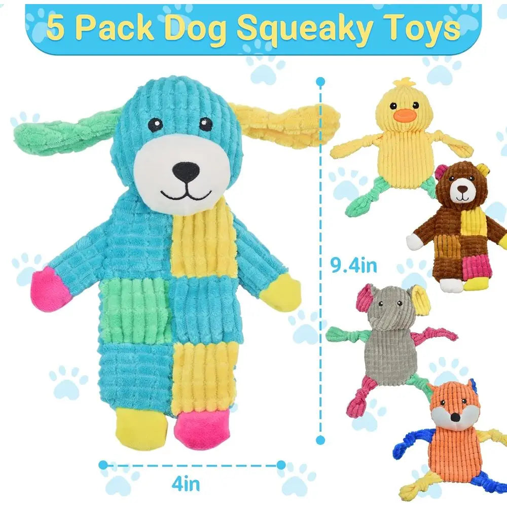 Squeaky Dog Toys Bundle Ox Bear Elephant Duck Lamb