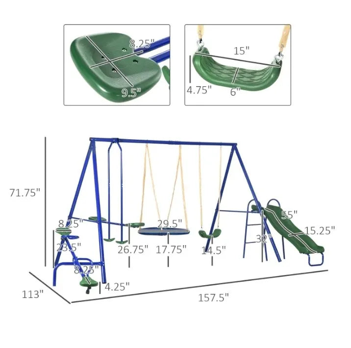 (Multiple models) Metal Swing Set for Kids Outdoor, Heavy Duty Frame with Double Swings,  for Backyard Playground.