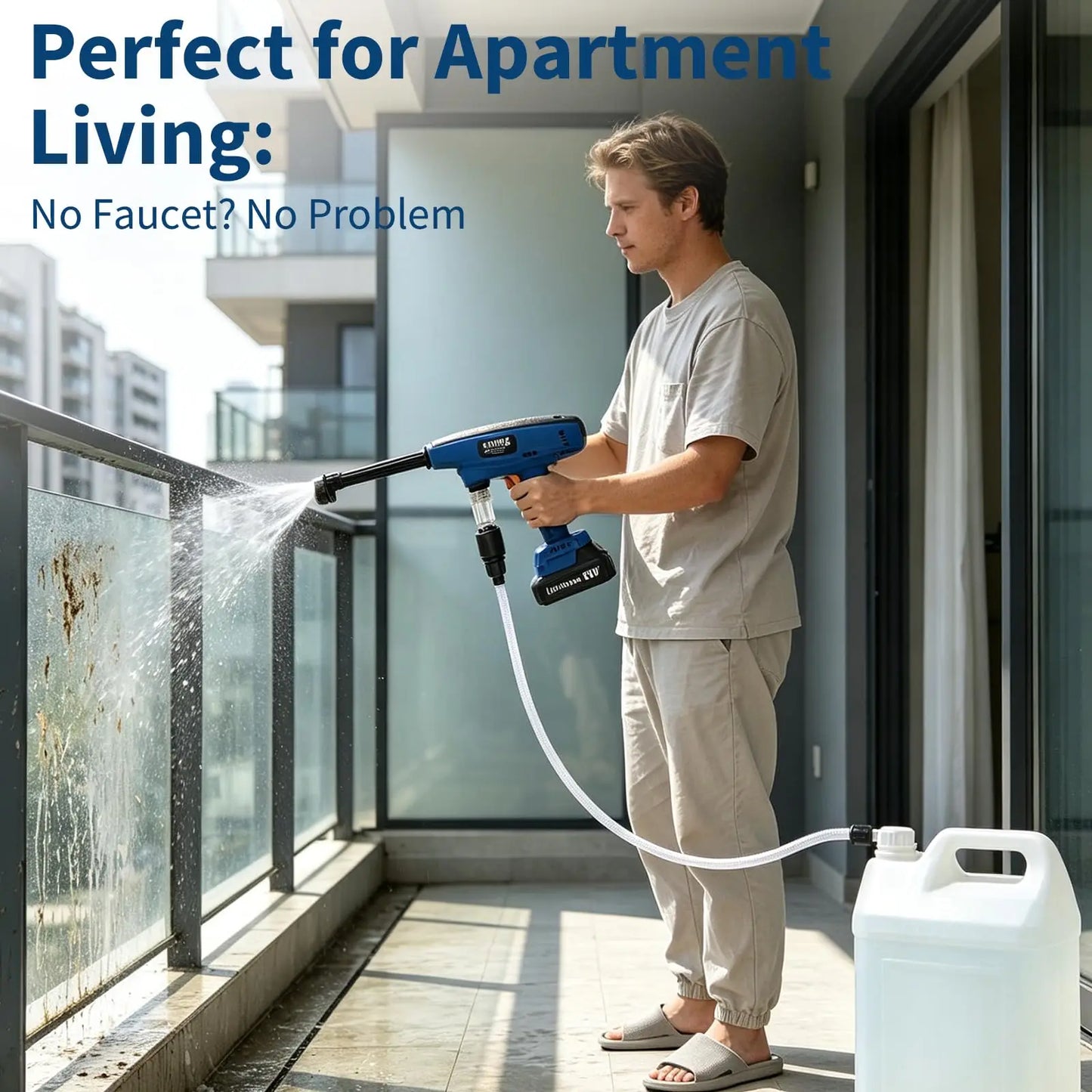 HiMISS Cordless Pressure Washer With Dual Rechargeable Batteries And Nozzle